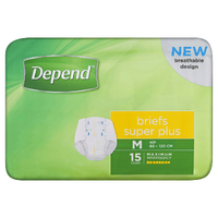 Depend Briefs Super Plus Medium 2070mL Hip (80-120cm) (3x15) Carton of 45's