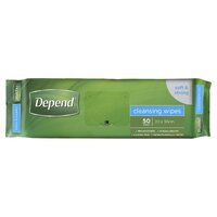 Depend Cleansing Wipes 20cm X 30cm Pack of 50's