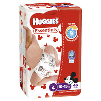 Huggies Essentials Size 4 Toddler 10 - 15kg 46's