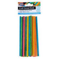 Craft Dowel Assorted Colours 150mm x 5mm Pack of 25's
