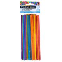 Craft Sticks Assorted Colours 190mm x 6mm Pack of 80's