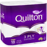 Quilton 3 Ply White Soft  Large Roll Tissue Pack of 18's