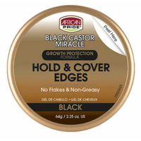 African Pride Black Castor Miracle Hold & Cover Edges Black 64g (2.25oz)