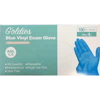 Goldies Blue Vinyl Powder Free Gloves Extra Large 100's