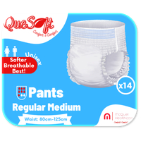 QueSoft Regular Medium Adult Pants Waist 80-125cm Regular 7D Pack of 14's