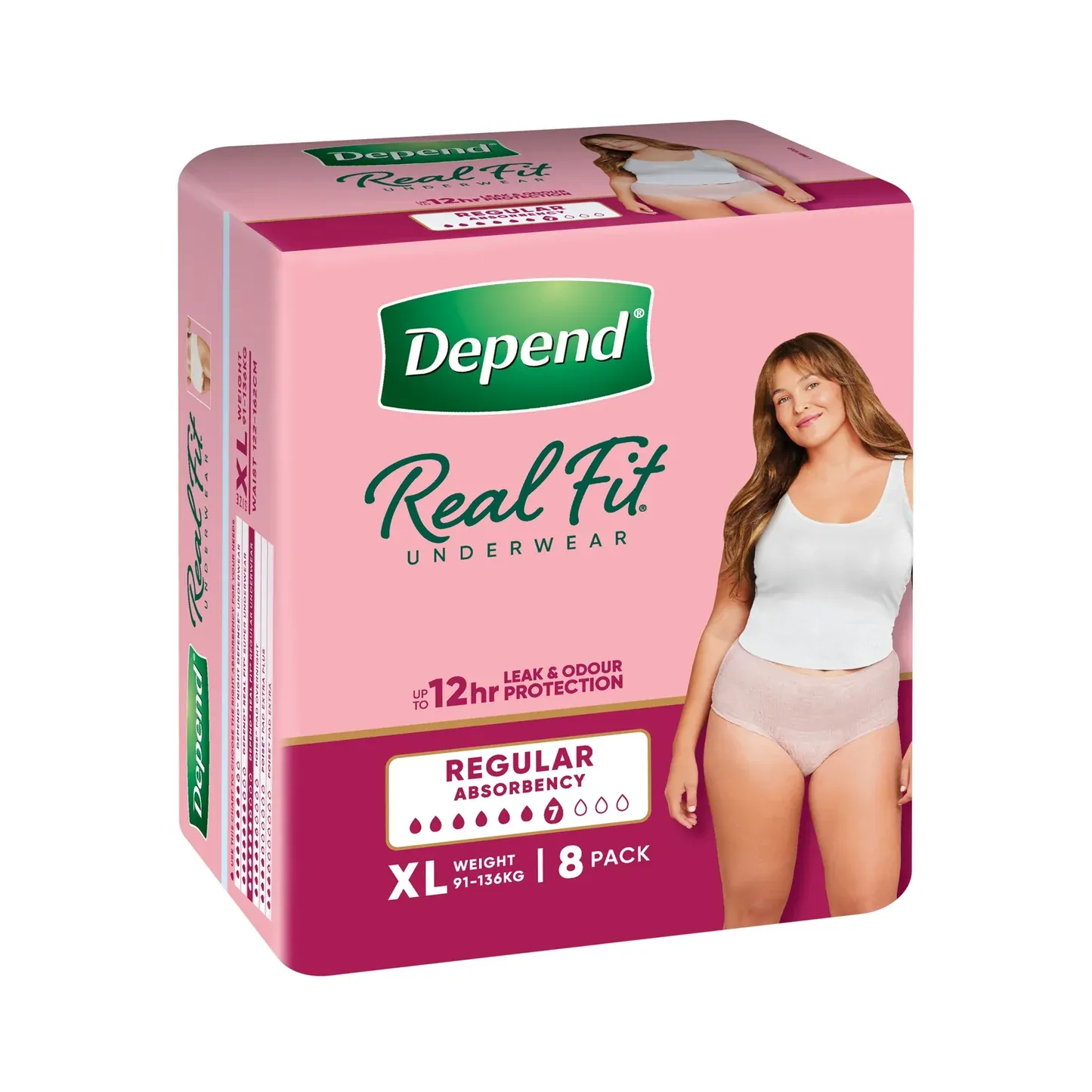 Depend Real-Fit Regular Underwear X-Large (122-162cm; 91-136kg) (4 x 8's ) Carton of 32's
