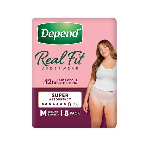 Depend Women Real Fit Underwear Super Medium 71-102cm 1320mL (4 x 8) Carton of 32's
