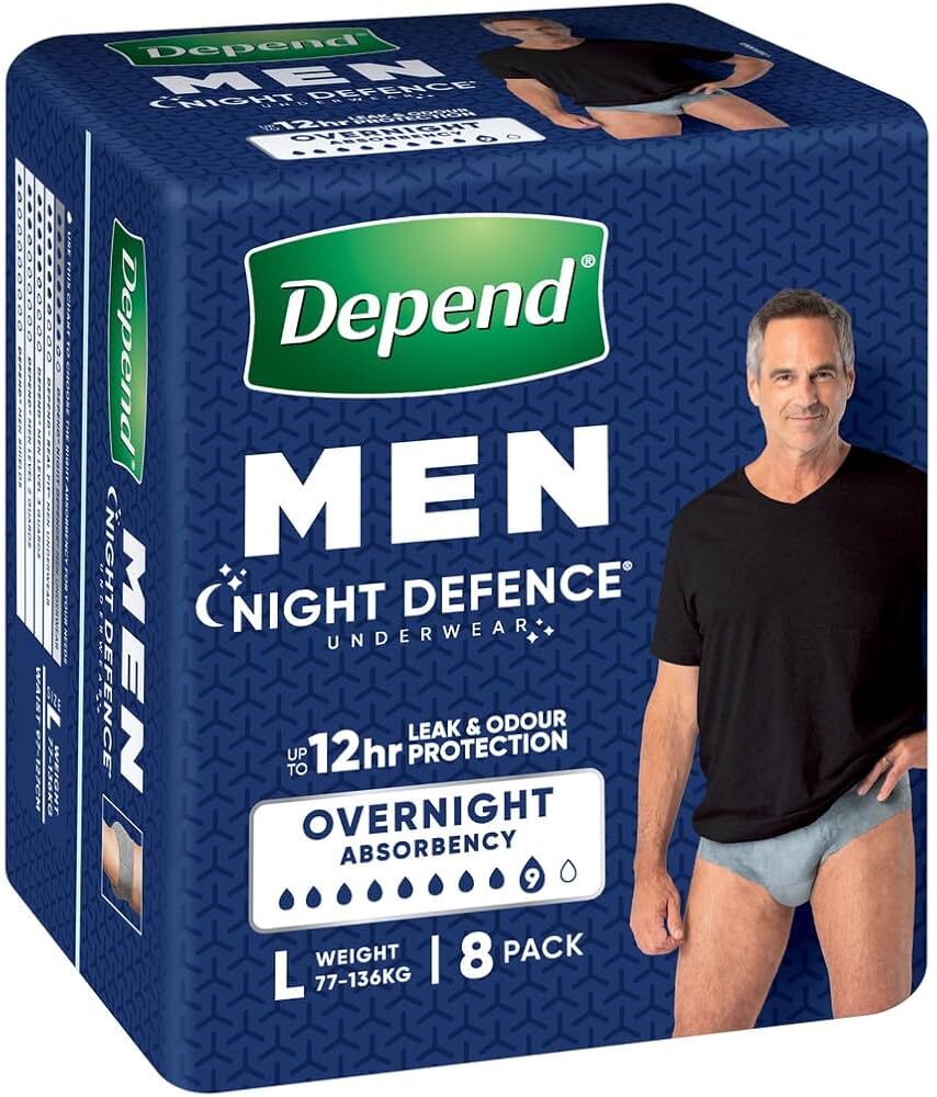 Depend Advanced Protection Underwear for Men Large (97-127cm; 77-136kg) (4 x 8) Carton of 32's