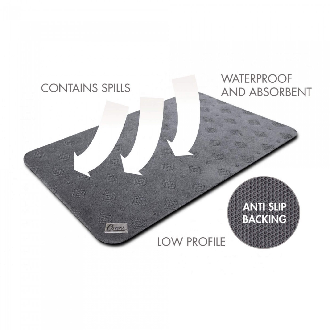 Conni Anti-Slip Floor Mat Classic 60 x 90cm - Pebble