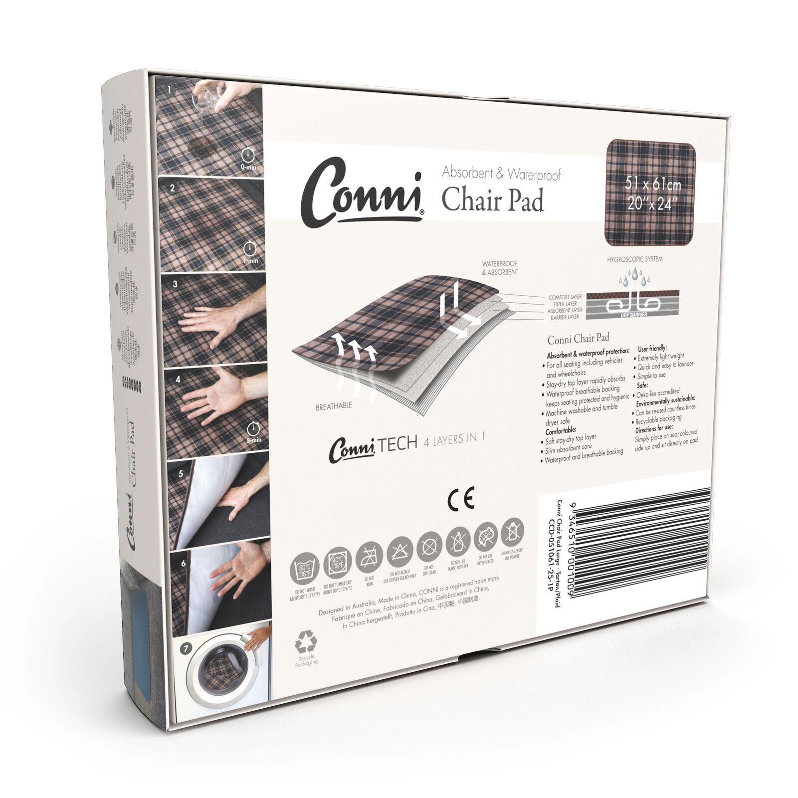 Conni Chair Pad Large - Charcoal 51x61cm