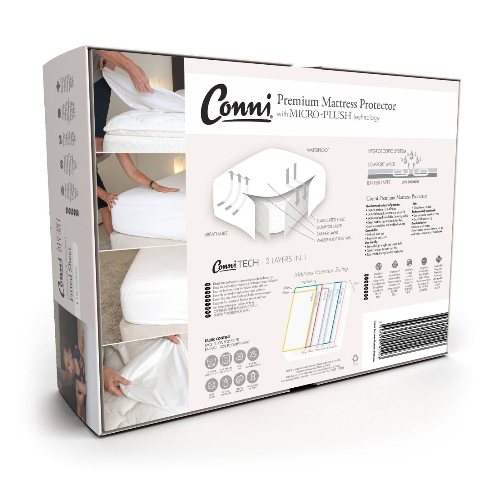Conni Premium Waterproof Mattress Protector - with Micro-Plush TechnologySuper King 203x203cm x 40cm