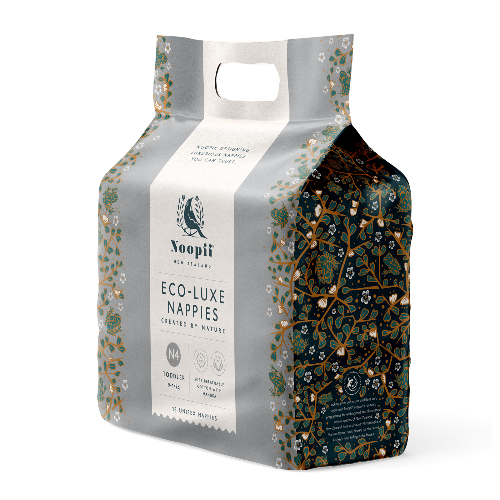 Noopii Eco-Luxe Nappies N4 Toddler 9-14kg 18's
