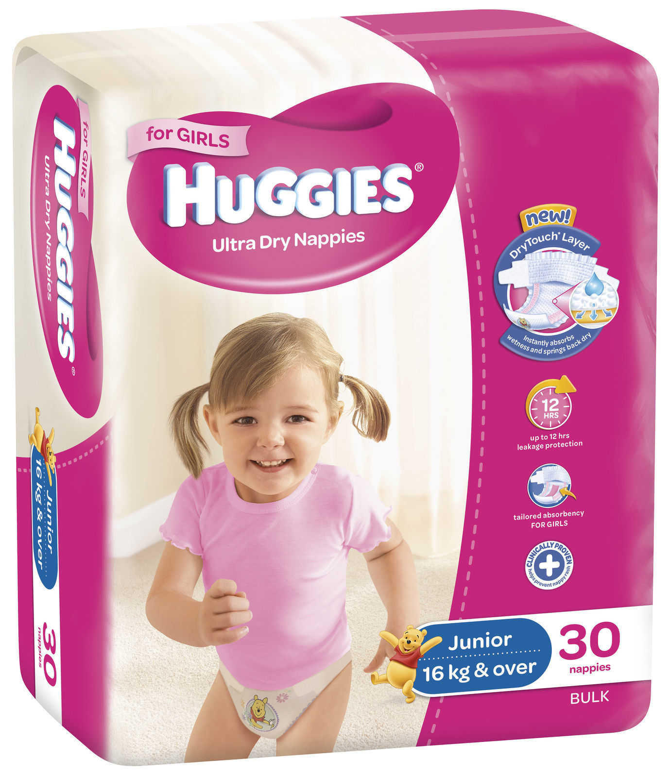 Huggies Ultra Dry Nappies Junior Girl 16+KG 30's