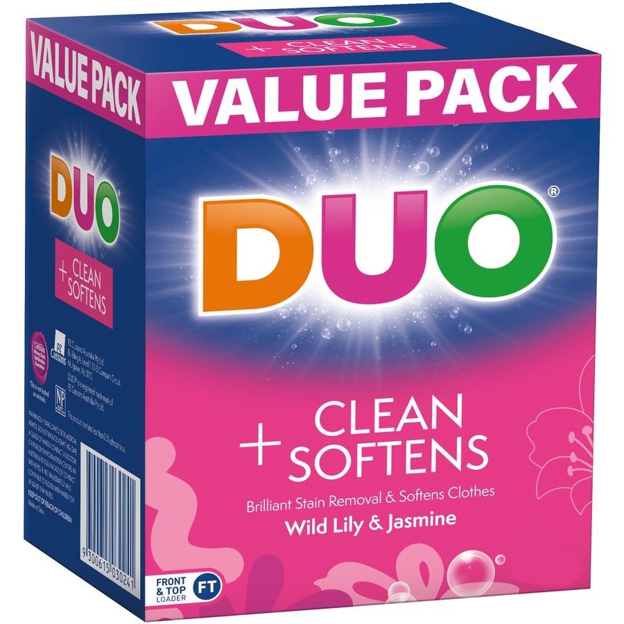 Duo Laundry Powder Detergent Cleans & Softener Wild Lily & jasmine 2KG
