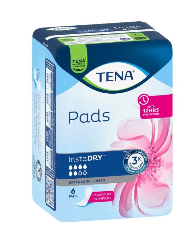 Tena Lady Pads Insta Dry Incontinence Extra Long Pack of 6's