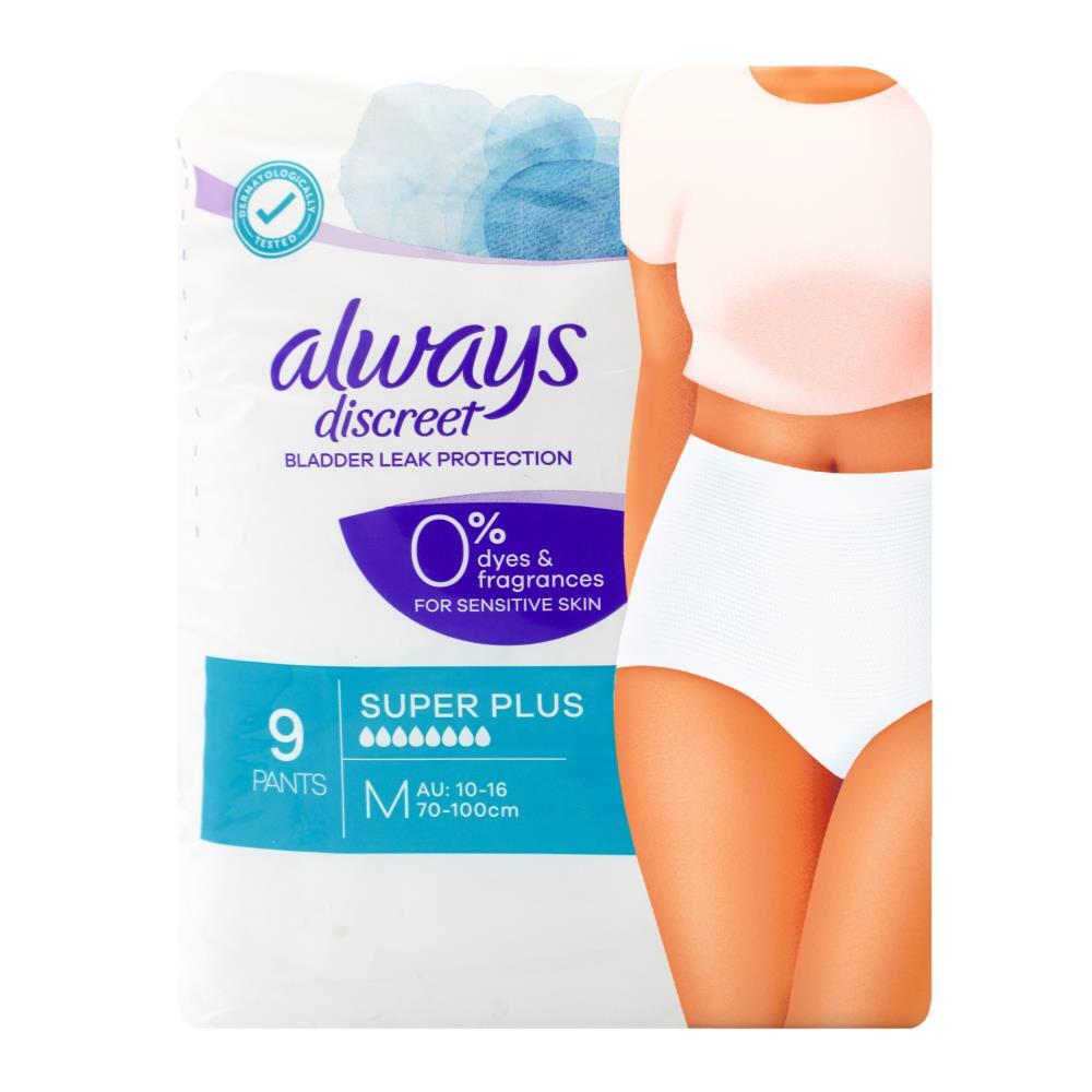 Always Discreet Underwear Super Plus Medium 8D (70-100cm) Pack of 9's