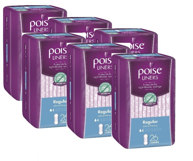 Poise Liners Regular 6 x 26's