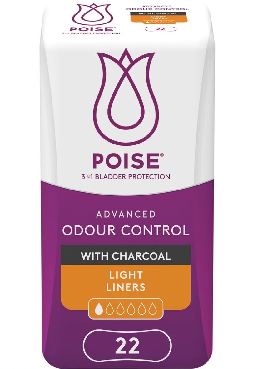Poise Charcoal Light Panty Liners Pack of 22's