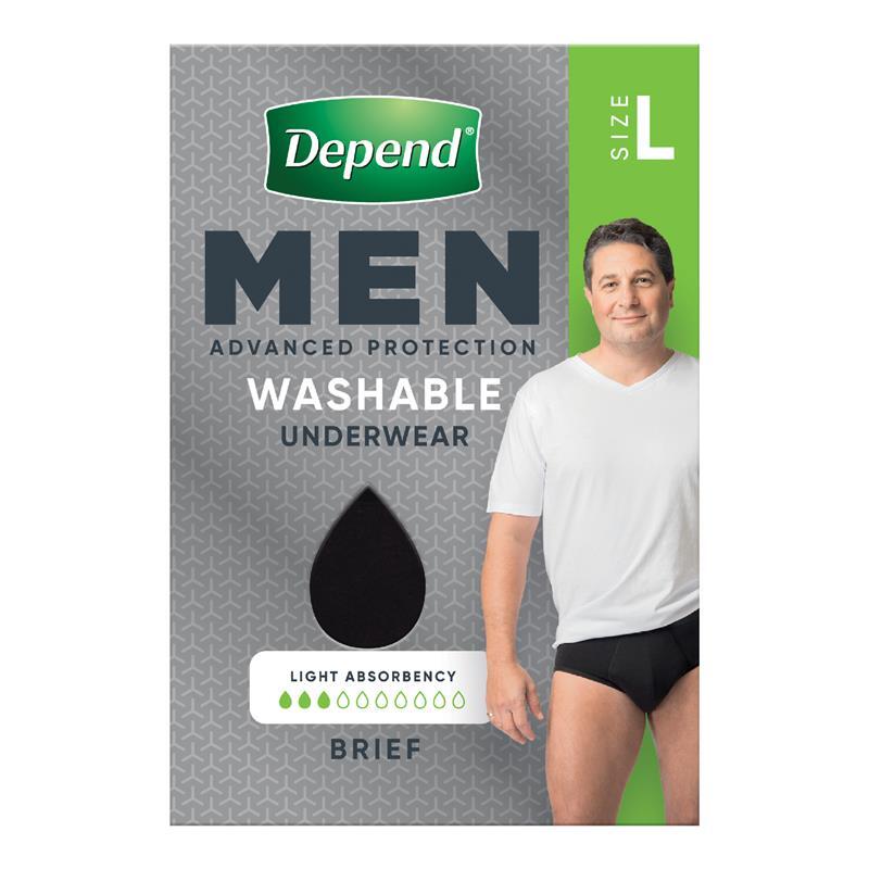 Depend Men Washable Incontinence Underwear 3 IN 1 Protection Large