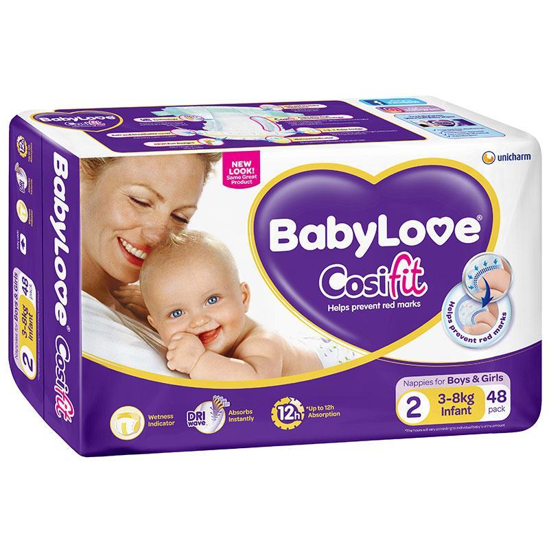 Baby Love Nappies Infant 3 8 KG 2 x 48's (96)