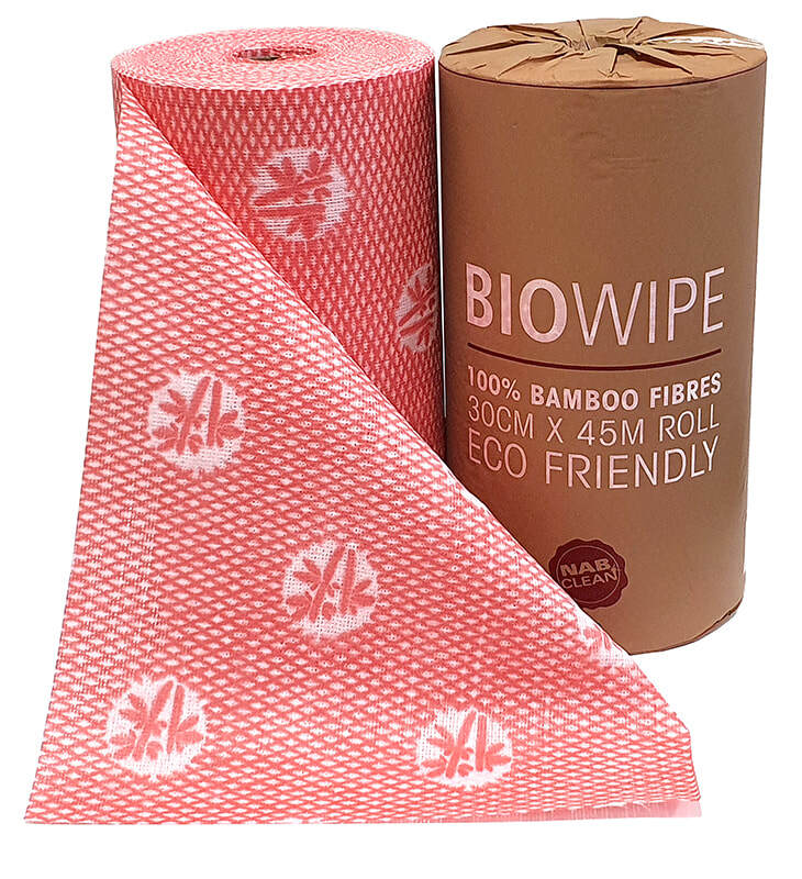 Bamboo Heavy Duty Biodegradable Chucks Wipes 45m 90 Sheets Red
