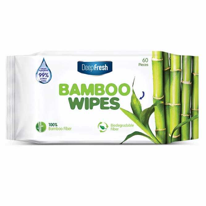 Deep Fresh 100 Biodegradable Bamboo Wipes Pack of 60