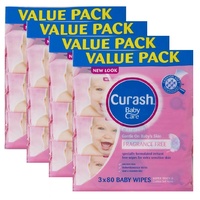 Curash Wipes Fragrance Free Carton of 12 x 80's 
