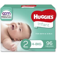 Huggies Nappies Unisex Size 2 Infant (4-8kg) Carton of 96's
