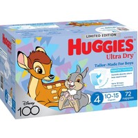 Huggies Ultra Dry Nappies Boys Size 4 (10-15kg) 72's