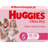 Huggies Ultra Dry Nappies Walker Size 5 Girl 13 - 18Kg 64's