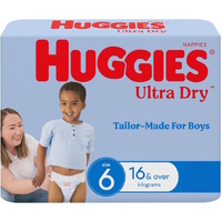 Huggies Ultra Dry Nappies Boys Size 6 (16kg+) Pack of 60's