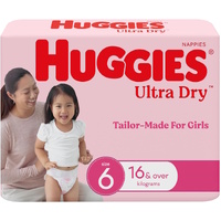 Huggies Ultra Dry Nappies Junior 16+kg Girl Pack of 60's