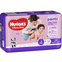 Huggies Ultra Dry Nappy Pants Girls Size 4 (9-14kg) Pack of 29's