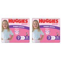 Huggies Ultra Dry Nappy Pants Size 7 Girl 17kg & Over (2 x 22) Carton of 44's