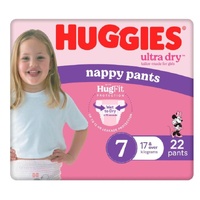 Huggies Ultra Dry Nappy Pants Size 7  Girl 17kg & Over Pack of 22's