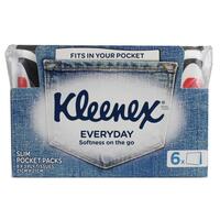 Kleenex Slim Pocket Tissues CARTON of 6 x 6 Packs