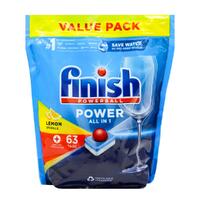 Finish Powerball Dishwashing Tablet Power All in 1 Lemon Sparkle Value Pack of 63's