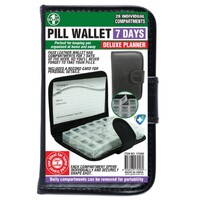Pill Box In Wallet Deluxe 7 Day Organiser 28 Slots & Braille