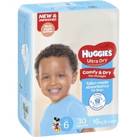 Huggies Ultra Dry Nappies Size 6 Junior Boy 16+kg 30's