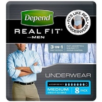 Depend Real-Fit Underwear for Men Medium (71-102cm; 52-86kg) Pack of 8's