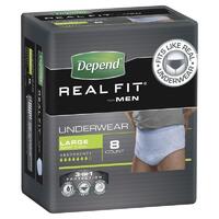 Depend Real-Fit Underwear for Men Large (97-127cm; 77-117kg) 4 Packs of 8