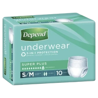 Depend Underwear Super Plus Unisex 71-102cm S/M 2000ml (4 x 10) Carton of 40's