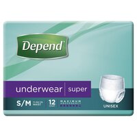 Depend Underwear Super Small/Medium Unisex 71-102cm 1450mL (4 x12) Carton of 48's