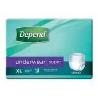 Depend Underwear Super X-Large Unisex 9D 122-162cm 1450mL (4 x 12) Carton of 48's