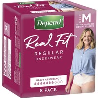 Depend Real Fit Incontinence Underwear Regular Women Medium 71-102cm (3x8) Carton of 24's