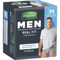 Depend Real Fit Incontinence Men Medium 71-102cm Pack of 8's