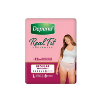 Depend Real-Fit Regular Underwear Large (97-127cm; 77-117kg) Pack of 8's