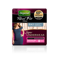 Depend Real-Fit Super Underwear for Women Medium (71-102cm; 52-86kg) 8's
