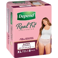 Depend Real-Fit Super Underwear for Women X-Large (122-162cm; 91-136kg) 8's