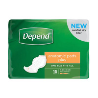 Depend Anatomic Pads Plus 690mm x 350mm 1270mL Pack of 15's